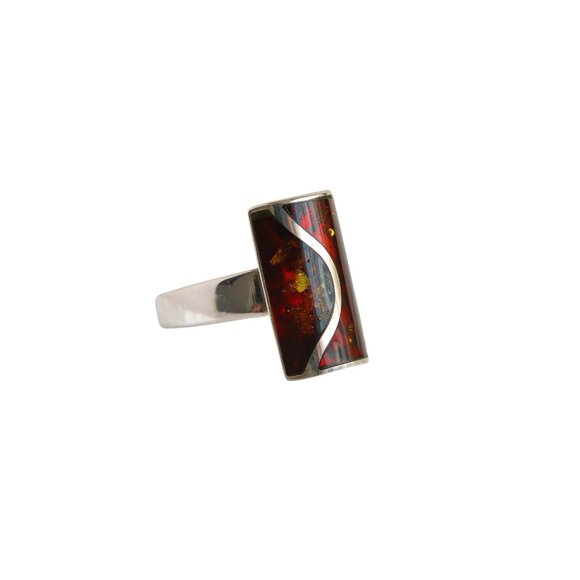 Baltic Amber Designer Ring in 925 Sterling Silver - Picture 2 of 7